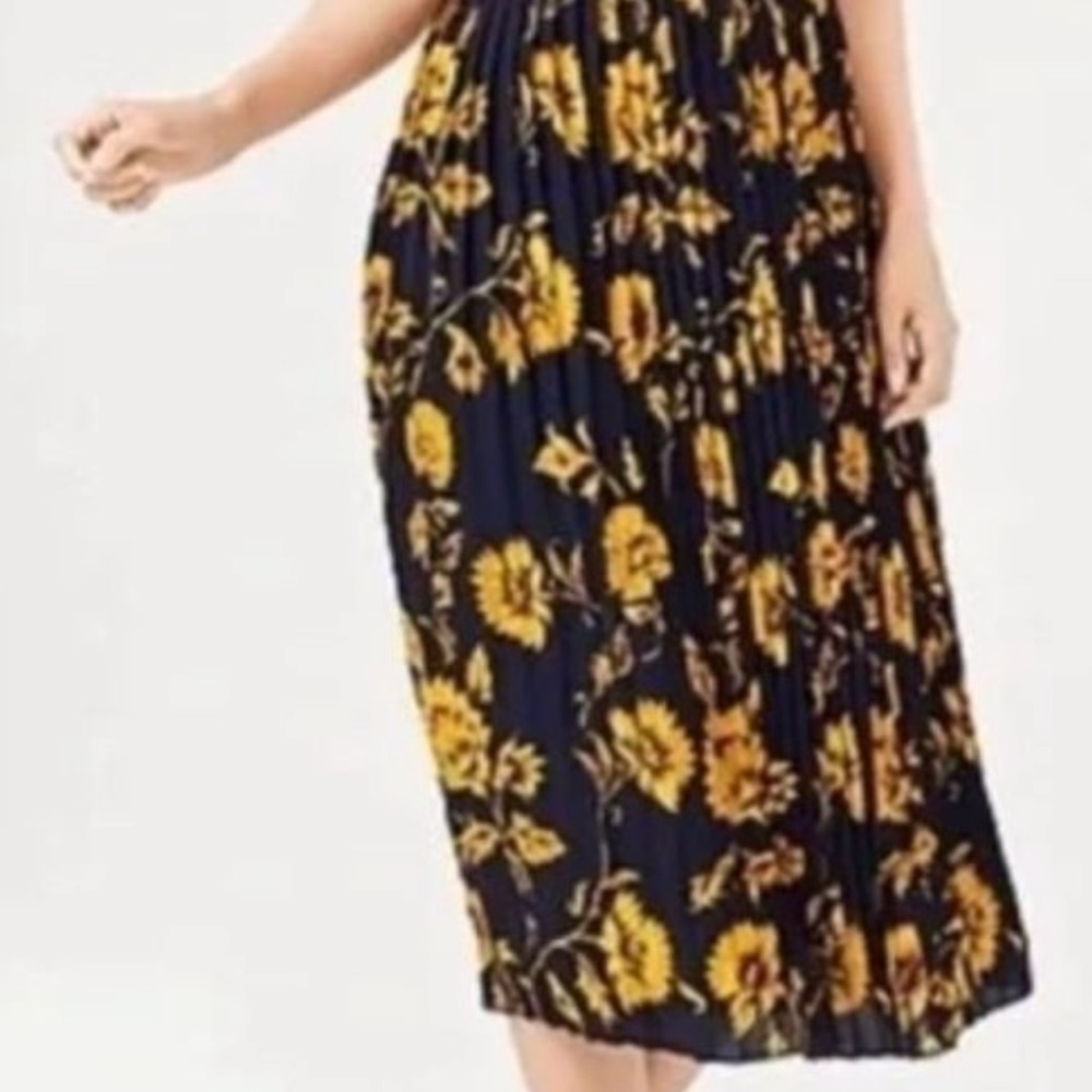 J. Crew Factory Sunflower Print Midi Pleated Dress 2